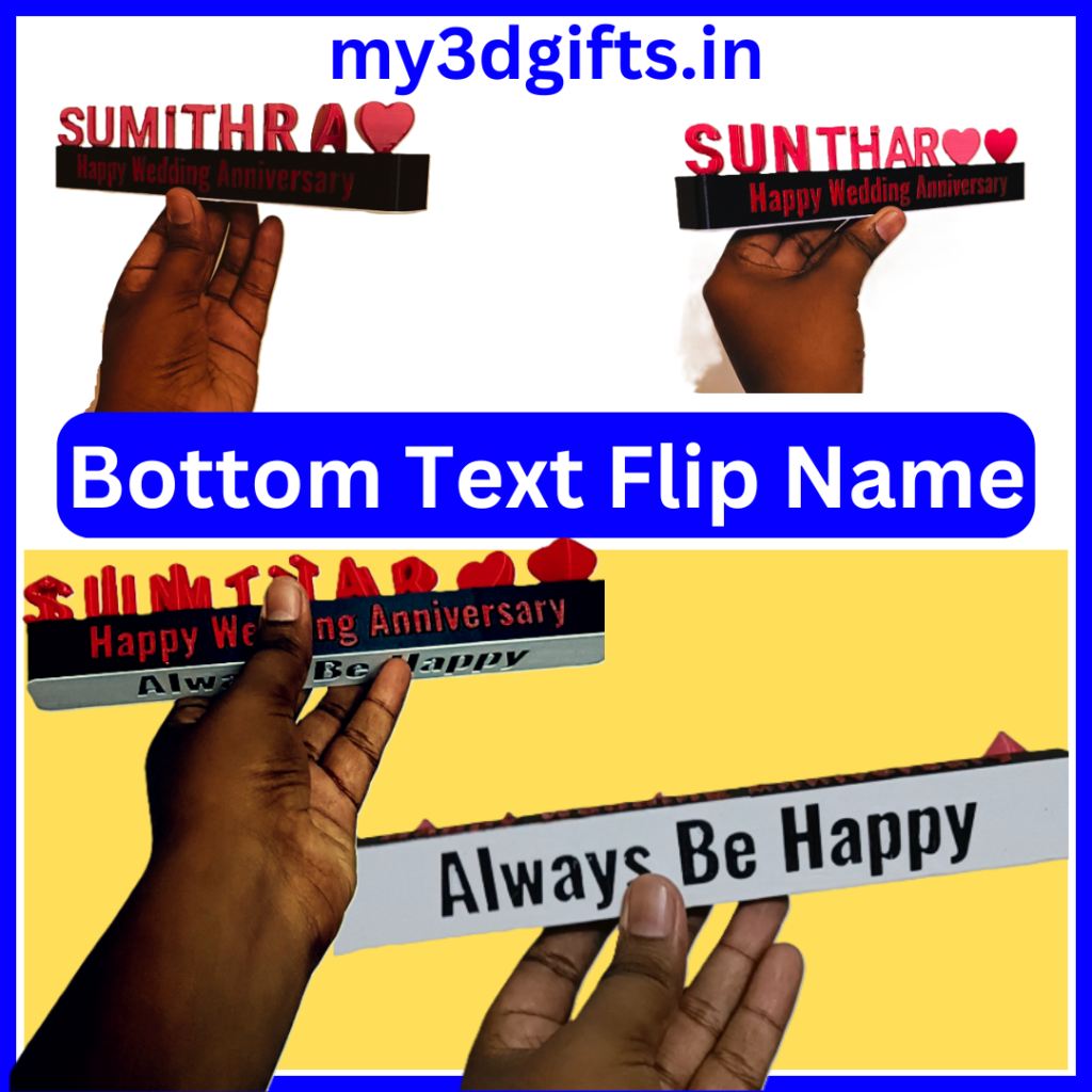 Bottom Flip name - Double side Name - My 3d gifts Personalized 3d print Gifts in Tamil Nadu