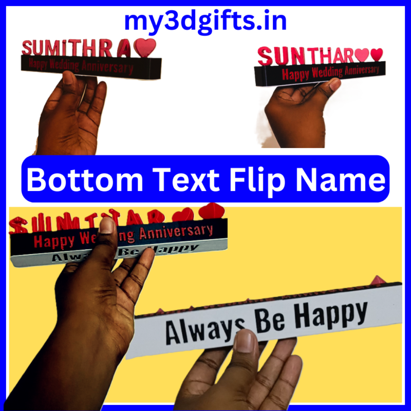 Bottom Flip name - Double side Name - My 3d gifts Personalized 3d print Gifts in Tamil Nadu