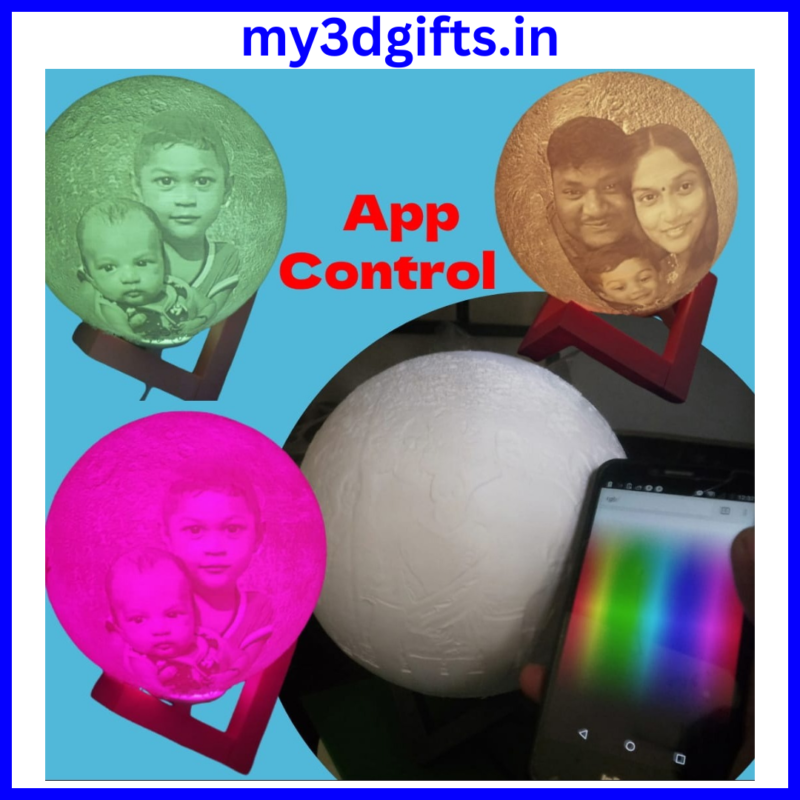 Mobile Control Photo Moon Light -Personalized photo gifts Multicolor 3D Print Moon Lamp - my 3d gifts